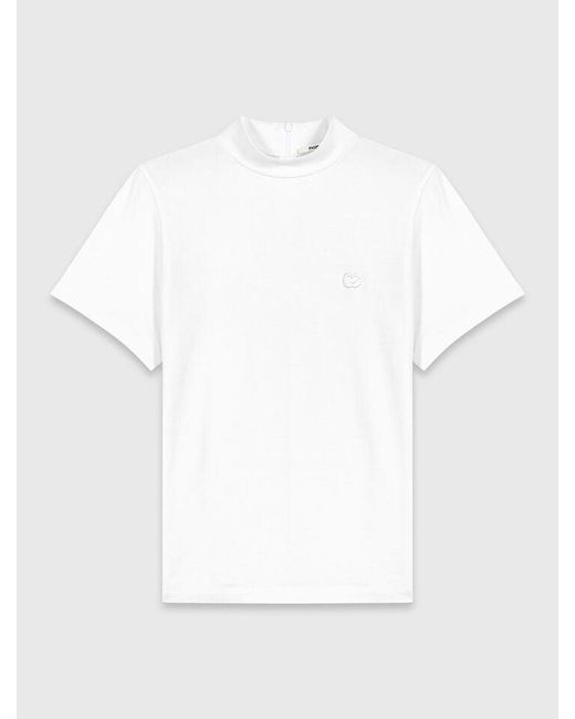 Maje Natural Crew Neck T-Shirt With Back Zip