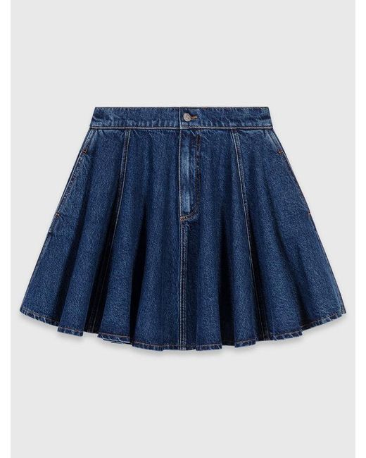 Maje Blue Short Flared Denim Skirt