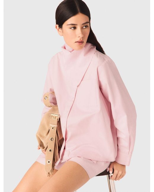 Maje Pink Shirt With Removable Scarf