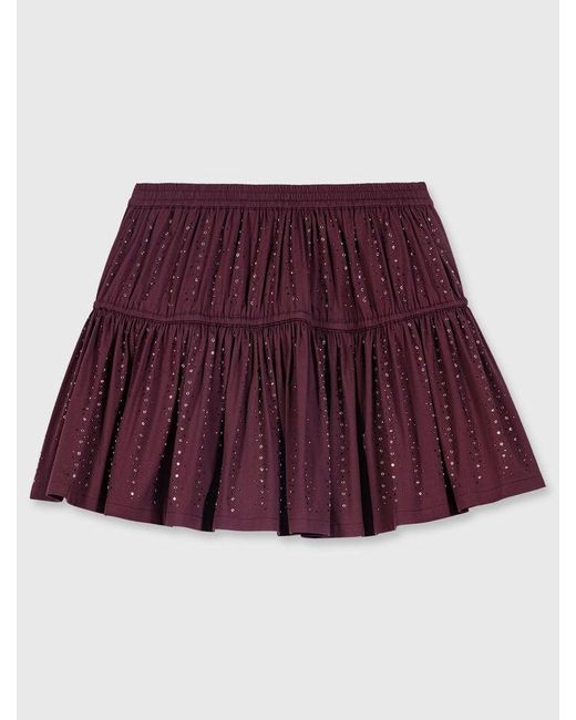 Maje Red Short Rhinestone Cotton Skirt