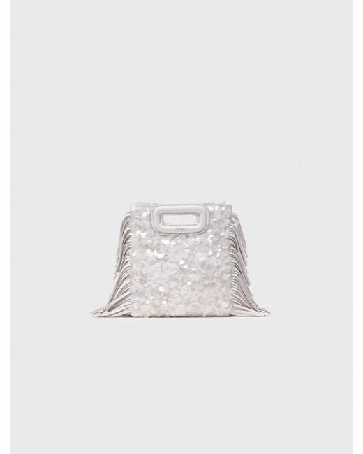 Maje White Sequinned M Mini Bag