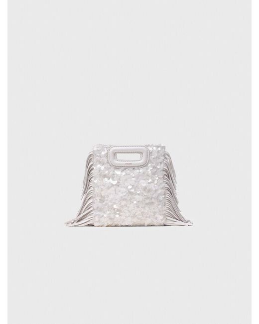 Maje White Sequinned M Mini Bag