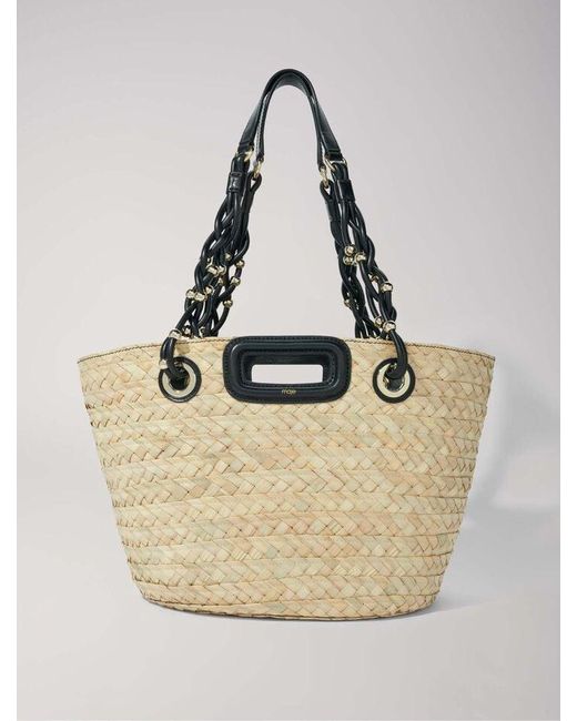 Maje Natural Woven Raffia Basket Bag