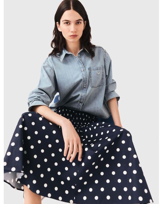 Maje Blue Long Cotton Skirt