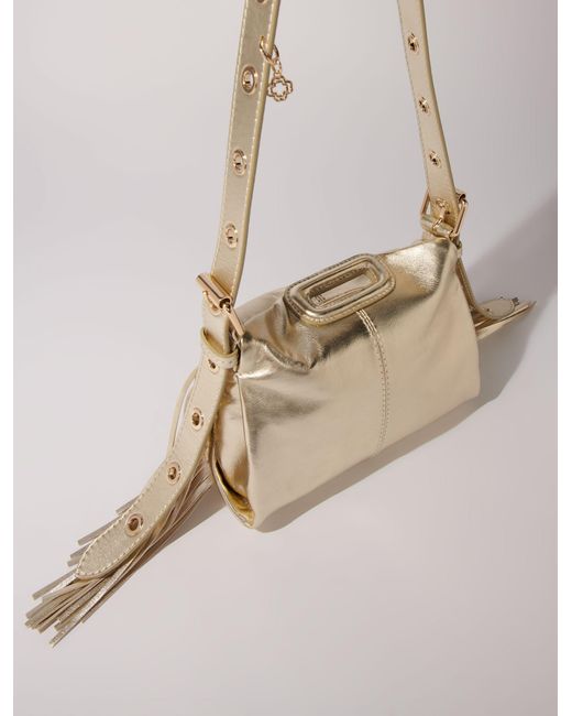 Maje Natural Miss M Mini Metallic Leather Bag