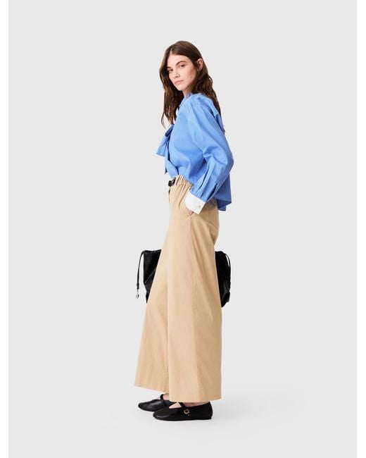 Maje Blue Wide-Leg Cotton Trousers
