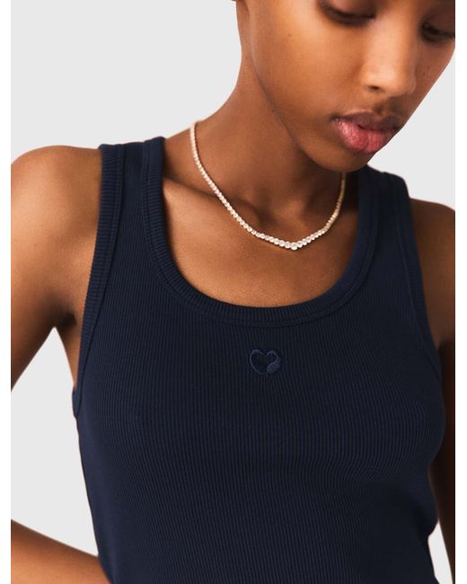 Maje Blue Rib Knit Tank Top