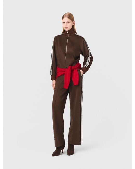Maje Red Sweatshirt With Straight Stripes