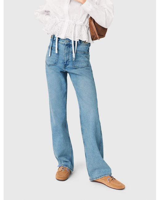 Maje Blue Straight Jeans With Chains