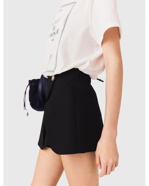 Maje White Layered-Effect Suit Shorts