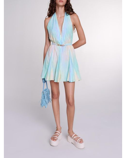 Maje Blue Backless Tie-Dye Dress