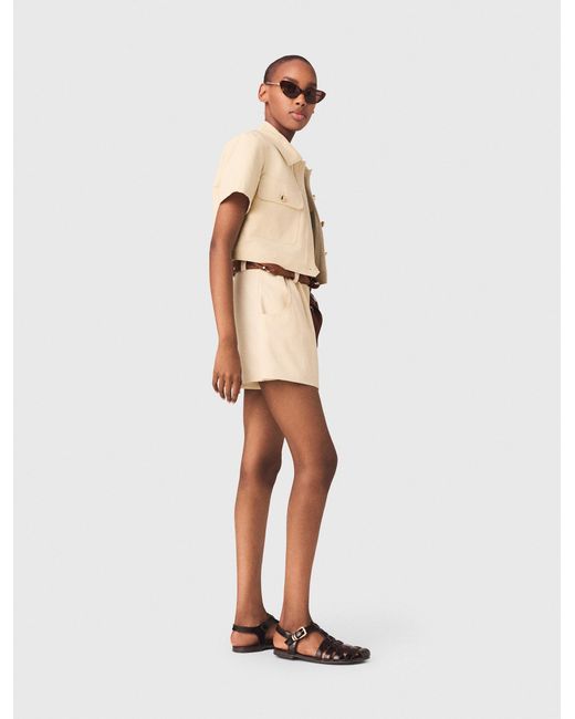 Maje White Short-Sleeved Cropped Jacket