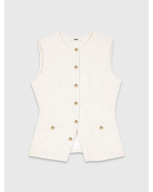 Maje White Long Tweed Jacket
