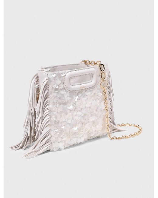 Maje White Sequinned M Mini Bag