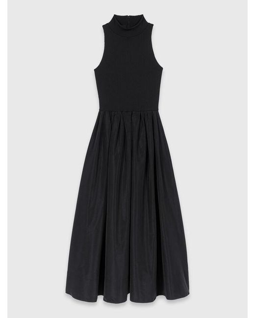 Maje White Mixed-Material Taffeta Dress