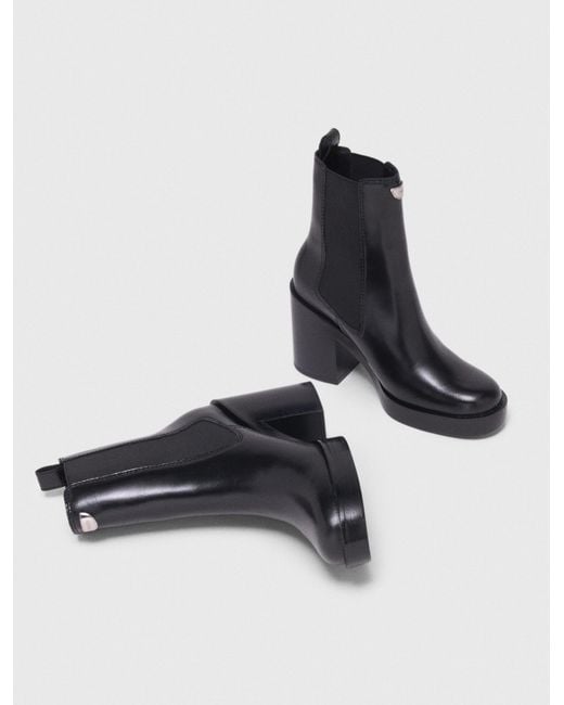 Maje Black Heeled Leather Chelsea Boots