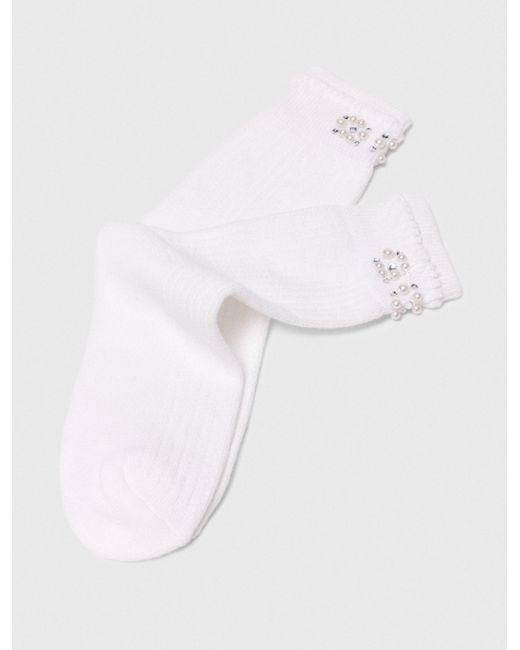 Maje White Pearl Pointelle Socks