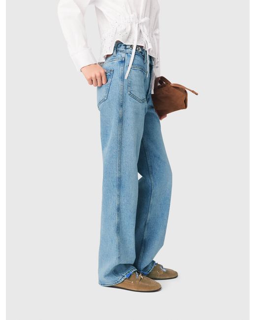 Maje Blue Straight Jeans With Chains