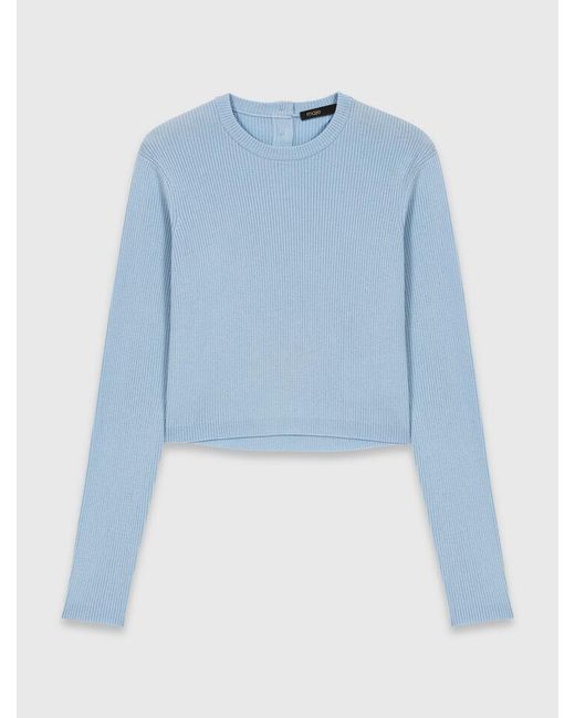 Maje Blue Jewel-Button Back Jumper