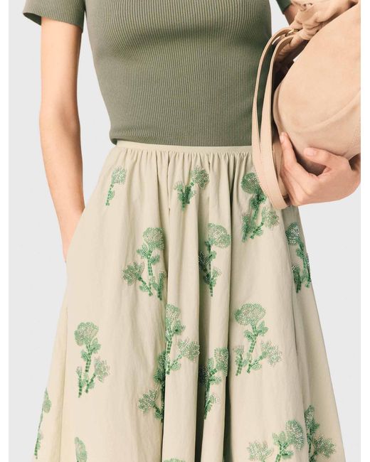 Maje Natural Embroidered Technical Skirt