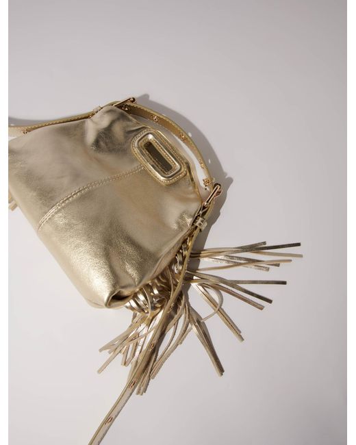 Maje Natural Miss M Mini Metallic Leather Bag