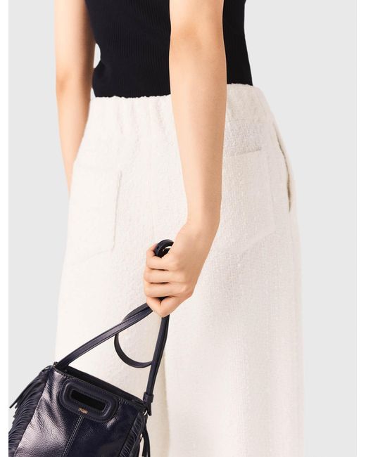 Maje White Wide-Leg Tweed Trousers
