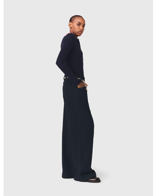 Maje Blue Tweed Trousers
