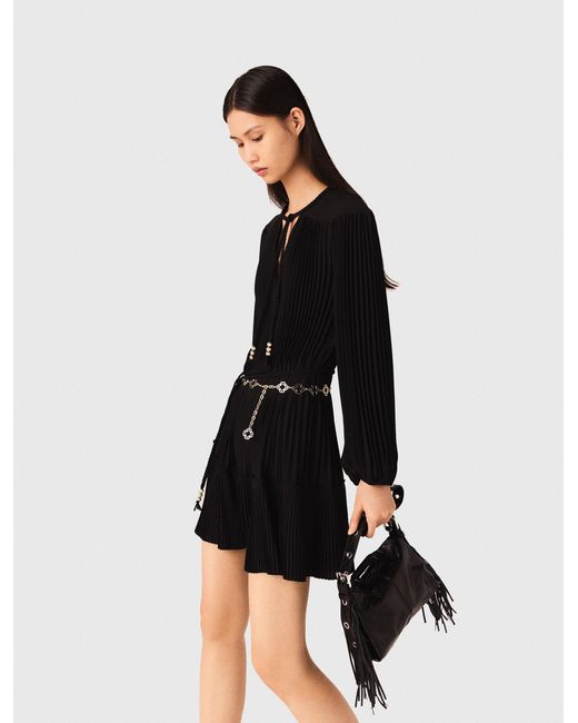 Maje Black Short Pleated Dress