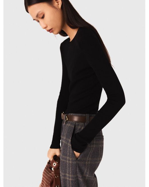 Maje White Second-Skin Round Neck Jumper