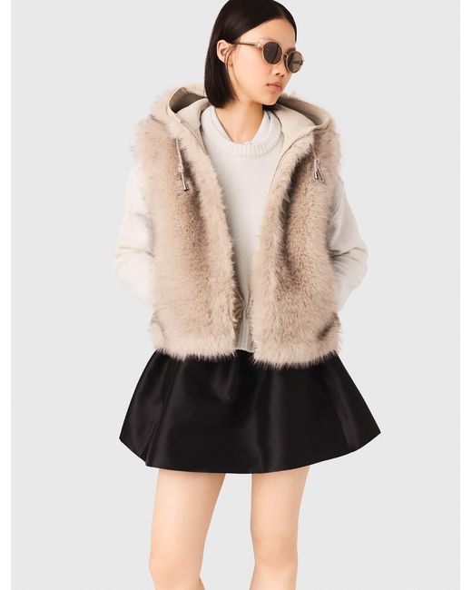 Maje Natural Short Faux Fur Jacket