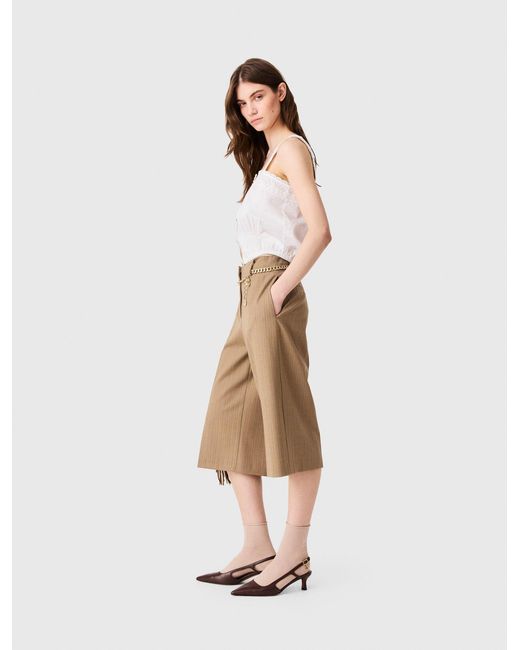 Maje Natural Tailored Pleated Bermuda Shorts