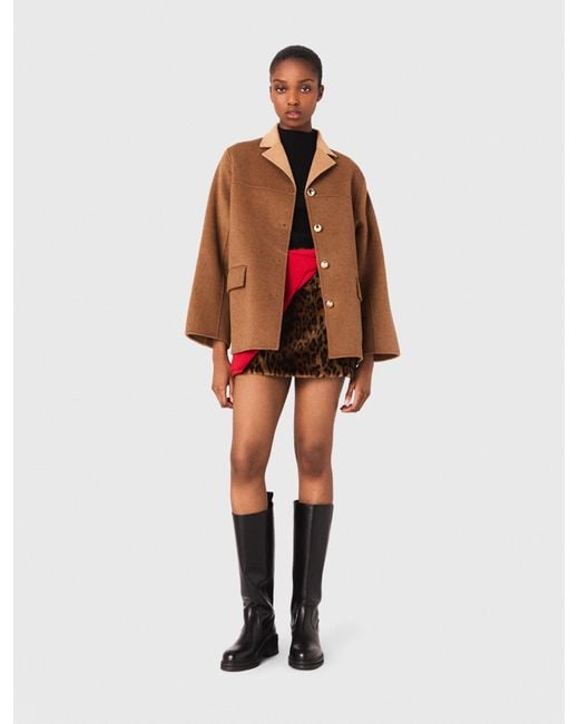 Maje Natural Double-Faced Mid-Length Coat