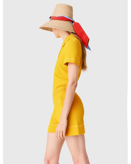 Maje Yellow Knit Playsuit With Polo Collar