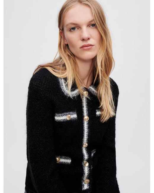 Maje Woman's Polyester, Thick, Shiny Knit Cardigan For Fall/winter, Size  Small, In Color Black / Black | Lyst