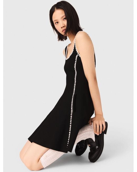 Maje White Short Dress With Topstitch Details