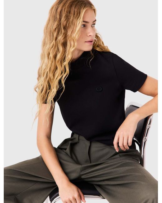 Maje Black T-Shirt With Back Zip