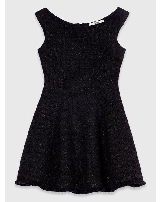 Maje Black Short Fringed Tweed Dress