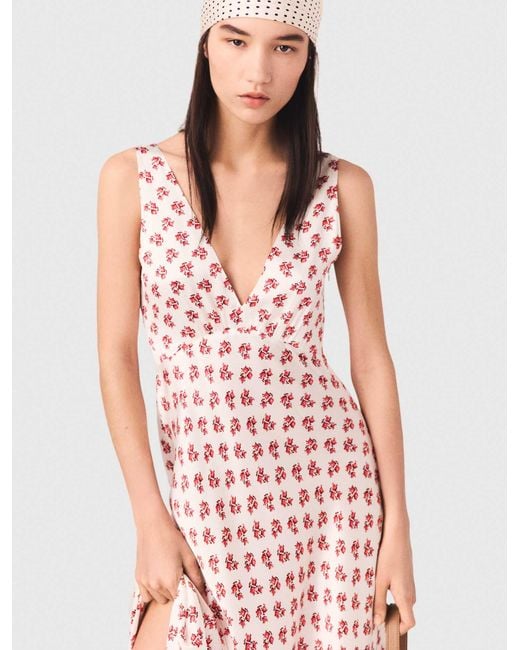 Maje Pink Patterned Silk Dress