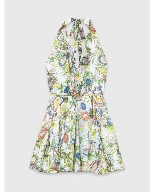 Maje White Short Patterned Backless Dress