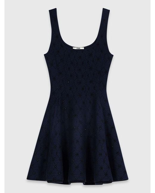 Maje Blue Short Jacquard Skater Dress