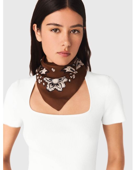 Maje Multicolor Bandana Print Silk Scarf