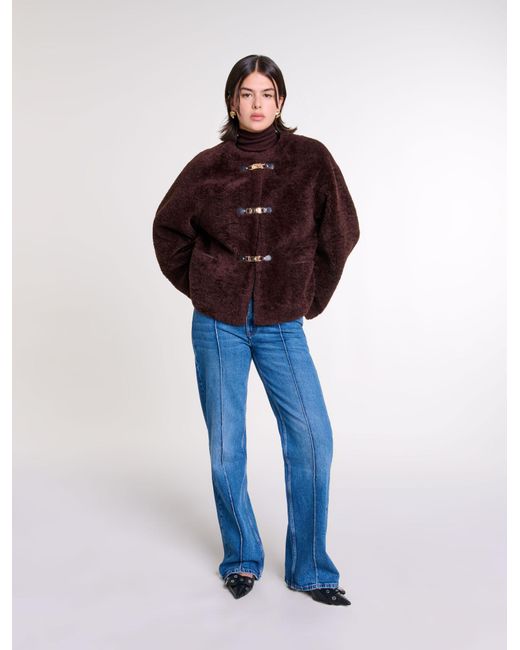 Manteau En Fourrure Maje - Taille M - Couleur Beige - Occasion Très Bon état