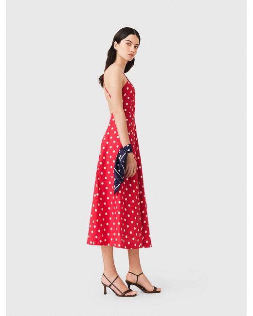 Maje Red Backless Linen-Blend Maxi Dress