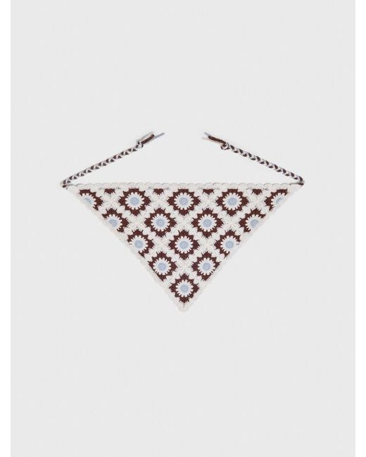 Maje White Triangular Knit Scarf
