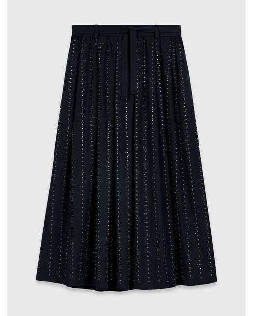 Maje White Long Rhinestone Cotton Skirt
