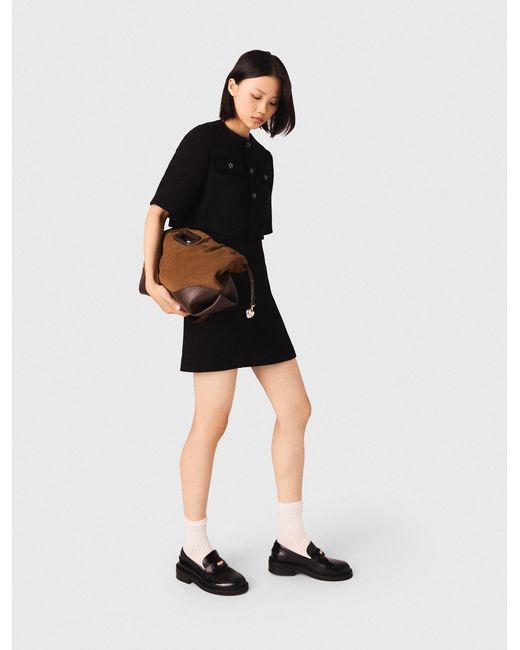 Maje Black 2-In-1 Shiny Tweed Dress
