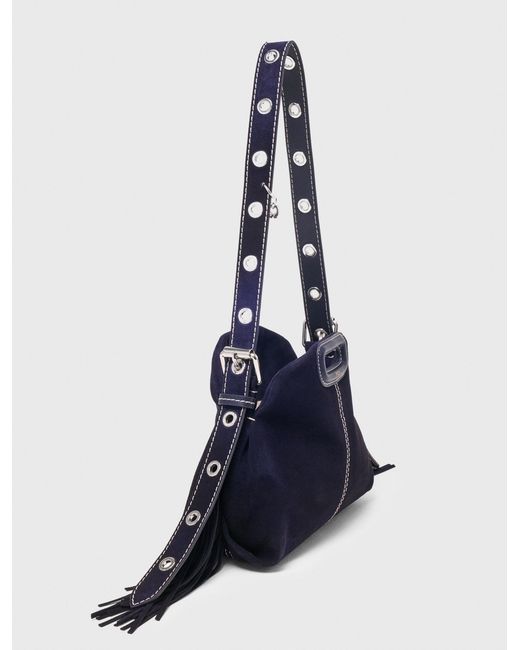 Maje White Topstitched Suede Mini Miss M Bag