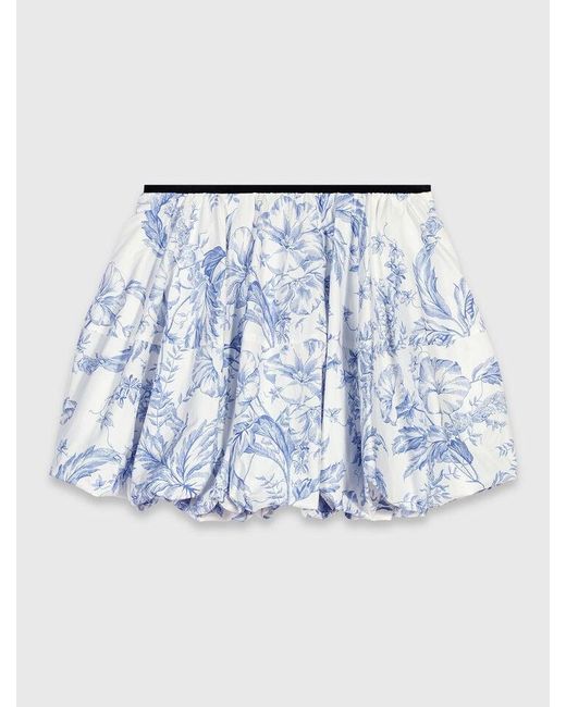 Maje White Printed Balloon-Effect Skirt