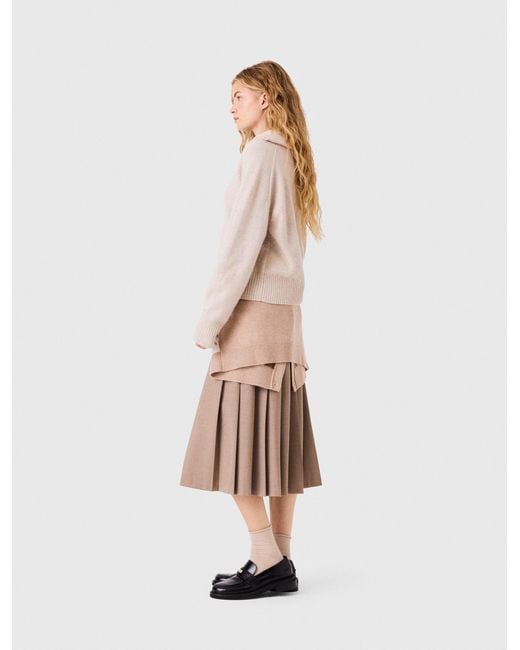 Maje White Zip-Neck Cashmere Sweater