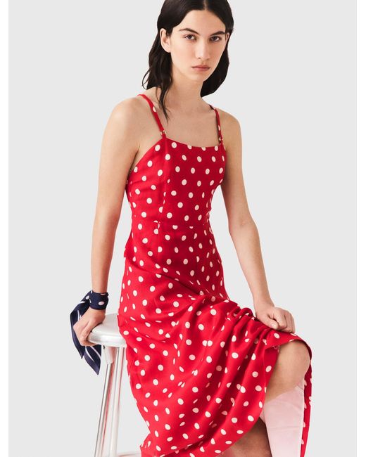 Maje Red Backless Linen-Blend Maxi Dress